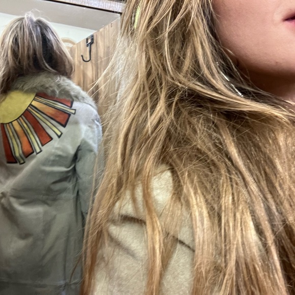 Vintage Hand Painted Fur Lined Trench Coat - Picture 3 of 10